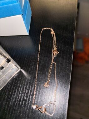 Swarovski Rose Gold Heart & Infinity Pendant Necklace with Crystals